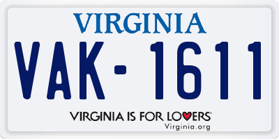 VA license plate VAK1611