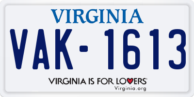 VA license plate VAK1613
