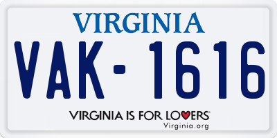 VA license plate VAK1616