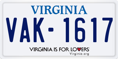 VA license plate VAK1617