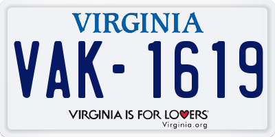 VA license plate VAK1619