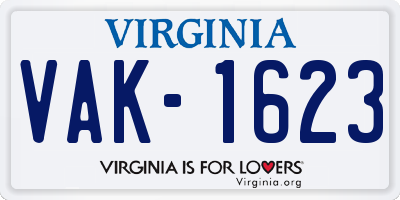 VA license plate VAK1623