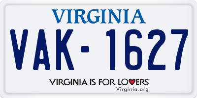 VA license plate VAK1627