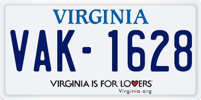 VA license plate VAK1628