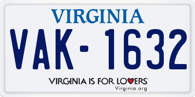 VA license plate VAK1632