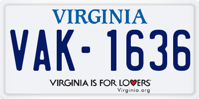 VA license plate VAK1636