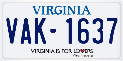 VA license plate VAK1637