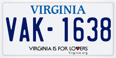 VA license plate VAK1638