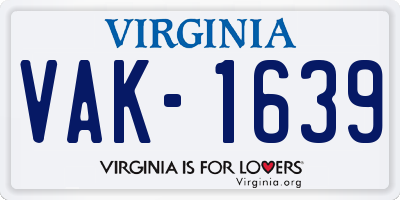VA license plate VAK1639