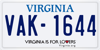 VA license plate VAK1644