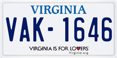 VA license plate VAK1646