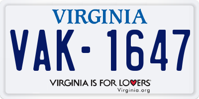 VA license plate VAK1647