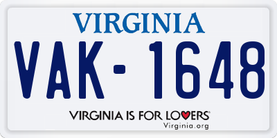 VA license plate VAK1648