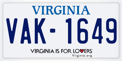 VA license plate VAK1649