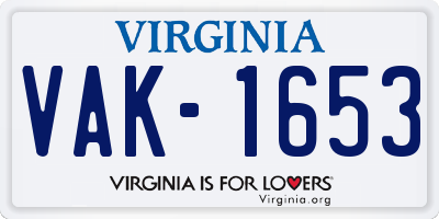 VA license plate VAK1653
