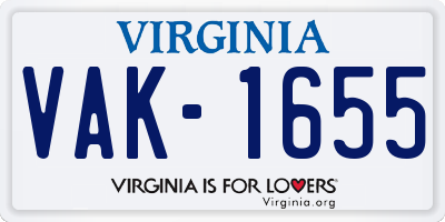 VA license plate VAK1655