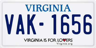 VA license plate VAK1656
