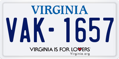 VA license plate VAK1657