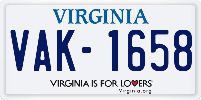 VA license plate VAK1658