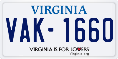 VA license plate VAK1660