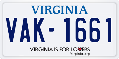 VA license plate VAK1661