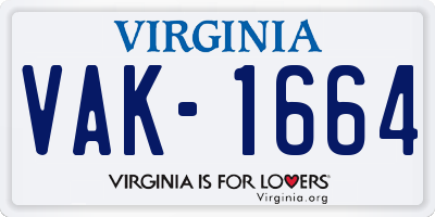 VA license plate VAK1664