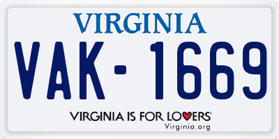 VA license plate VAK1669