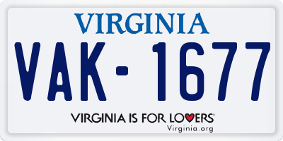 VA license plate VAK1677