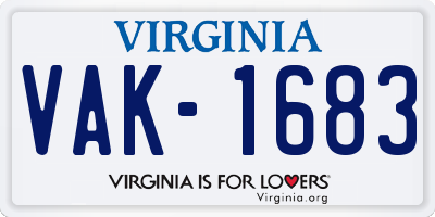 VA license plate VAK1683