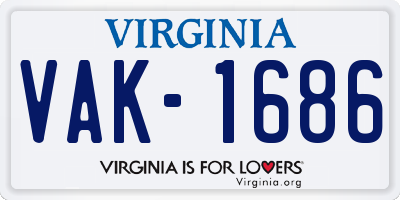 VA license plate VAK1686