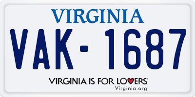 VA license plate VAK1687