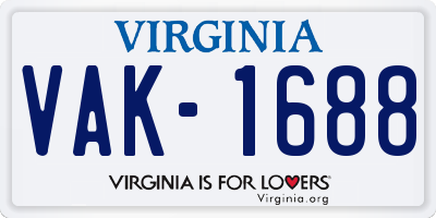 VA license plate VAK1688