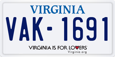 VA license plate VAK1691