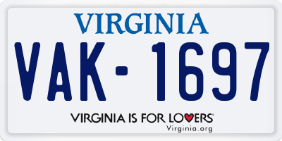 VA license plate VAK1697