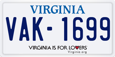 VA license plate VAK1699