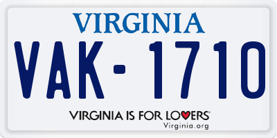 VA license plate VAK1710