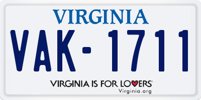 VA license plate VAK1711