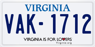 VA license plate VAK1712