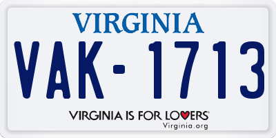 VA license plate VAK1713