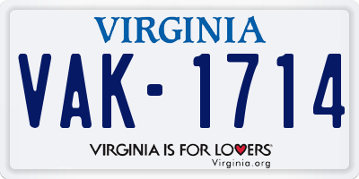 VA license plate VAK1714