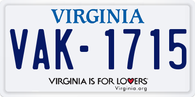 VA license plate VAK1715