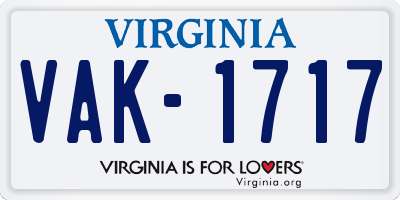 VA license plate VAK1717