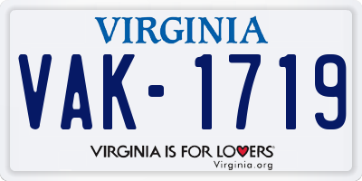 VA license plate VAK1719