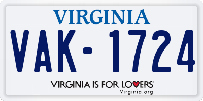 VA license plate VAK1724