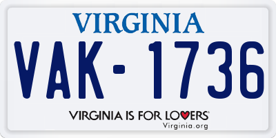 VA license plate VAK1736