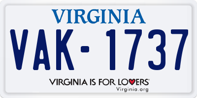 VA license plate VAK1737