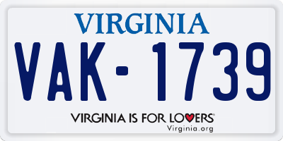 VA license plate VAK1739