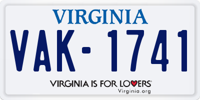 VA license plate VAK1741