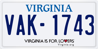 VA license plate VAK1743