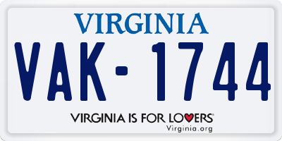 VA license plate VAK1744